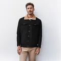 Ανδρικό μαύρο τζάκετ εργασίας με επένδυση fleece και κουμπιά - S / Tops / Μαύρο