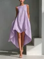 Détail d'une robe sans manches violette avec un ourlet irrégulier - Mauve Clair