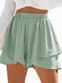 Jupe-short décontractée vert menthe à volants avec taille élastique pour l'été - Émeraude