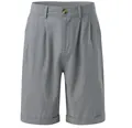 Vista frontale dei pantaloncini in lino grigio da uomo con pieghe, bottone e orlo risvoltato - Taglia S / Pantaloni e gonne / Grigio