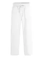 Weiße Herren-Leinenhose mit lockerem Schnitt, Kordelzug und geradem Bein für den Strand - S / Unterteile / Weiß