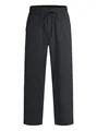 Schwarze Leinenhose für Herren mit geradem Bein und Kordelzug, ideal für lässige Strandausflüge. - S / Unterteile / Schwarz