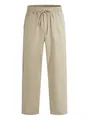 Lässige Herrenhose aus Leinen mit weitem Bein und Kordelzug in der Farbe Khaki-Beige - S / Unterteile / Khaki