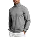 Maglia da uomo grigia lavorata a maglia con collo alto e rifiniture a costine fini - Taglia M / Top / Grigio scuro