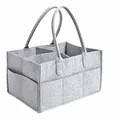 Grey felt baby diaper organizer caddy with size and weight specifications detail view - 33x23x18cm / Gray