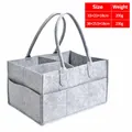 Grey felt baby diaper organizer caddy with size and weight specifications detail view - 33x23x18cm / Gray