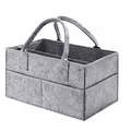 Detailed view of gray felt diaper caddy showing size 35x23x18cm and multiple pockets - Gray Two Compartments(3) / 35x23x18cm / Gray