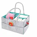 Detailansicht des großen Filz-Windel-Organizers mit Stauraum für alle Baby-Essentials - Graublau Stil(5) / 33x23x18cm / Graublau