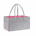 Detailansicht einer grauen Wickeltasche aus Filz mit rosa Futter und Maßen 33x23x18cm. - Graurosa Stil(6) / 33x23x18cm / Altrosa