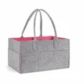 Vista detallada de bolsa de pañales de fieltro gris con interior rosa y medidas 33x23x18. - Rosa Gris Estilo(6) / 33x23x18cm / Rosa palo