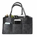 Graue Filz-Wickeltasche mit Taschen, Maße 33x23x18cm und Gewicht 200g im Detail - Schwarz Stil(7) / 33x23x18cm / Schwarz