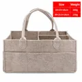 Primer plano del organizador de pañales de fieltro gris con medidas y compartimentos - Kaki Estilo(11) / 33x23x18cm / Caqui