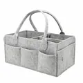 Gran organizador de pañales de fieltro gris con compartimentos para el bebé, 33x23x18cm - Ribete gris Bolsillo para pañuelos(18) / 33x23x18cm / Gris