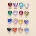 Heart shaped birthstone pendants with stainless steel settings in 16 colors for DIY jewelry - March Aquamarine Zircon / Steel