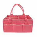 Detailansicht einer rosa Wickeltasche aus Filz mit mehreren praktischen Staufächern - Rosa Einfassung Stil(20) / 33x23x18cm / Rosa