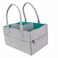 Großer grauer Windel-Organizer aus Filz mit türkisem Futter und Reißverschlusstasche Seite. - Graublau Seitenreißverschluss Stil(23) / 33x23x18cm / Graublau