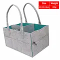 Organizador de pañales de fieltro gris con forro turquesa y bolsillo lateral con cremallera. - Azul Gris Cremallera lateral Estilo(23) / 33x23x18cm / Azul grisáceo