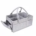 Großer grauer Windel-Organizer aus Filz mit Innenfächern und detaillierter Griffansicht - Grau Einfassung Seitentasche Reißverschluss(26) / 33x23x18cm / Grau