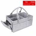 Gran organizador de pañales de fieltro gris con divisores internos y vista de detalles - Ribete gris Bolsillo lateral Cremallera(26) / 33x23x18cm / Gris
