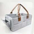 Detailansicht der großen Filz-Wickeltasche mit Reißverschluss und vielen Fächern. - Grau Leder Seitentasche Reißverschluss(27) / 33x23x18cm / Dunkelgrau