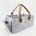 Vista detallada del organizador de pañales de fieltro con cremallera lateral. - Cuero gris Bolsillo lateral Cremallera(27) / 33x23x18cm / Gris oscuro