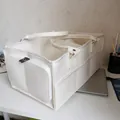 Große Filz-Wickeltasche für Windeln mit Maßen 33x23x18 cm auf einem weißen Schreibtisch - Weiß Einfassung Seitentasche Reißverschluss(28) / 33x23x18cm / Weiß