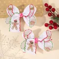 Weihnachts-Haarschleife in Weiß mit gesticktem Lebkuchenmann für Kinder und Babys - 2 Stück/Set / Lebkuchenmann