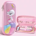 Durable 3D cartoon giraffe EVA pencil case for kids in pink with large capacity storage - Rainbow Giraffe / 23x10x5cm