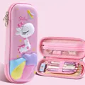 Durable 3D cartoon giraffe EVA pencil case for kids in pink with large capacity storage - Rainbow Giraffe / 23x10x5cm