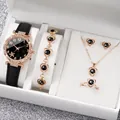 Elegant 6-piece women's watch and jewelry set featuring black heart details in rose gold - One Size / Black Starfish Jewelry Series (6-Piece Set) / Black