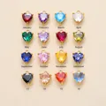Heart-shaped birthstone pendants with stainless steel settings in various colors - March Aquamarine Zircon / Gold