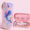 3D cartoon whale EVA pencil case for kids, large capacity pink waterproof organizer - Ocean Voyage / 23x10x5cm