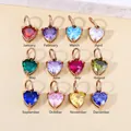 Twelve colorful heart-shaped cubic zirconia birthstone pendants for DIY jewelry crafting. - April Clear Zircon (With Ring) / Rose Gold