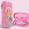 Pink 3D mermaid EVA waterproof pencil case for kids featuring stationery storage compartments - Ocean Mermaid / 23x10x5cm
