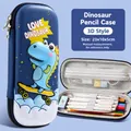 Large capacity blue 3D dinosaur waterproof EVA pencil case with multi-layer storage - Skating Dinosaur / 23x10x5cm