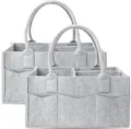 Two-pack grey felt diaper caddy baby nursery organizer with compartments and handles - Gray New Style(4) / 38x25x18cm / Gray