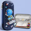 Astuccio 3D con astronauta cartone animato in EVA blu impermeabile con tasca interna - Astronauta Interstellare / 23x10x5cm
