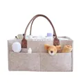Filz-Windeltasche für das Kinderzimmer mit weichen Ledergriffen und Babyzubehör. - Kaki Ledermodell(37) / 38x25x18cm / Hellgrau