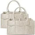 Premium Großer Windel-Organizer aus Filz in Beige für praktisches Babyzimmer-Zubehör - Haferflocken Neues Modell / 33x23x18cm / Haferflockenfarbe