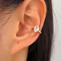 Elegant gold ear cuff with teardrop-shaped zircon for non-pierced ears, SKU variant view - Left Ear (1 Piece) / Gold