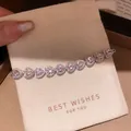 Elegant pink heart-shaped zircon bracelet featuring a sparkling halo and a French luxury style - Pink Heart Row Style (4#) / Silver-Pink