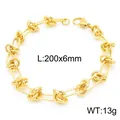 Fashion gold-plated titanium steel knot chain bracelet, dimensions 200x6mm, weight 13g - Bracelet (KB160619-Z) / 200x6mm / Gold