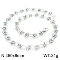 Silver titanium steel knot chain necklace with geometric oval links, 450x6mm, 31g weight - Necklace / 45cm (KN228587-Z) / Silver