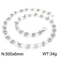 Minimalist silver geometric oval link chain necklace with decorative knots, 500x6mm - Necklace / 50cm (KN228588-Z) / Silver