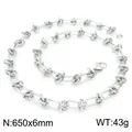 Geometric oval knotted silver-tone stainless steel chain necklace with lobster clasp, 43g - Necklace / 65cm (KN228591-Z) / Silver