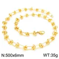 Modern gold-tone knotted link chain necklace in titanium steel, size 500x6mm. - Necklace / 50cm (KN228595-Z) / Gold