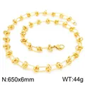 Premium gold-plated stainless steel knot necklace with oval links, 650mm length - Necklace / 65cm (KN228598-Z) / Gold