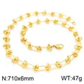 Polished gold titanium steel necklace with geometric oval knot design and lobster clasp - Necklace / 71cm (KN228599-Z) / Gold