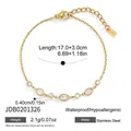 Detailed view showing product dimensions and mixed zircon stones on a gold chain bracelet. - Multi-Shape Zirconia Inlaid Stainless Steel Bracelet (JDB0201326)