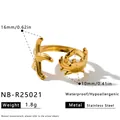 Detailansicht von Gold Seestern und Krabbe Edelstahlring mit Maßen und Spezifikationen - Einstellbar Offen / Seestern Krabbe Mariner Stil (NB-R25021) / Gold
